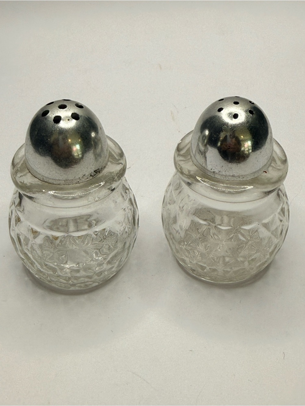 Vintage Glass Salt & Pepper Shakers Set